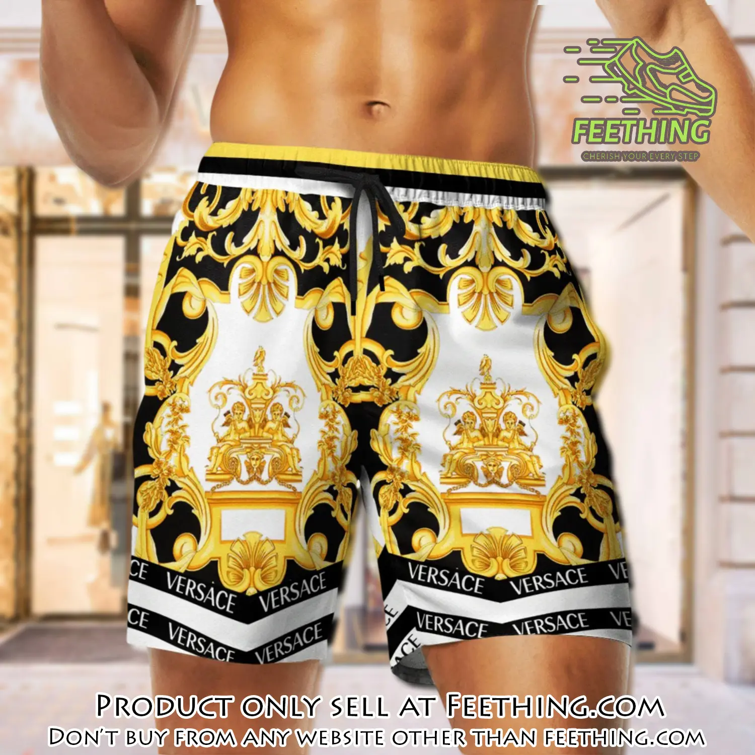 Versace golden luxury brand premium fashion shorts for men ft4527298